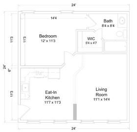 24 x 24 mother in law with laundry room | In-Law Suite 3 Bungalow House Plans With Inlaw Suite, Bungalow Addition, Country Bungalow, Mil Suite, Mother In Law Suite, Mother In Law Cottage, Tiny Cottages, American Foursquare, Inlaw Suite