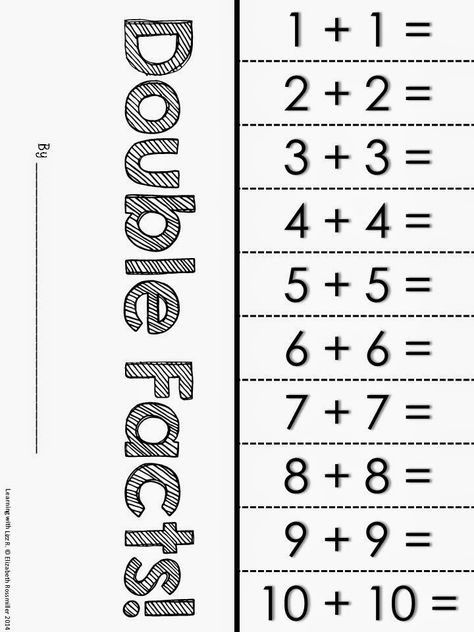 FREE doubles fact foldable! Doubles Worksheet, Doubles Addition, Math Doubles, Double Numbers, Math Fact Worksheets, Doubles Facts, Saxon Math, Math Sheets, Math Fact Fluency