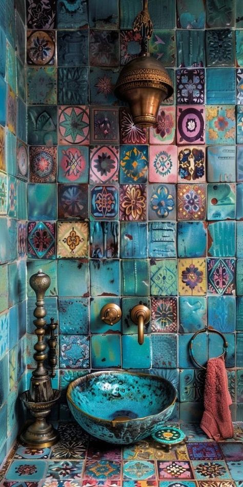 Bathroom Tiling, Boho Style Bathroom, Teal Bathroom, Water House, Flooring Trends, Design Remodel, Dream House Interior, Eclectic Home, Dream House Decor