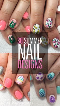 30 Nails, Nail Art For Kids, Fruit Nail Art, Fun Summer Nails, Watermelon Nails, Bright Summer Nails, Summer Nail Designs, Diy Acrylic Nails, Painted Nails