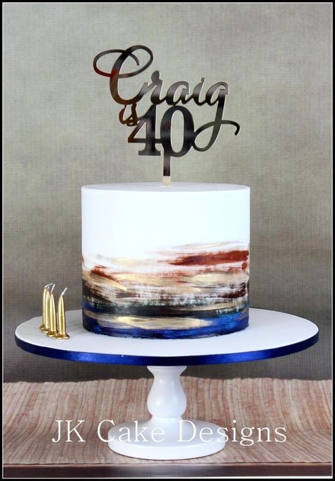 Mans birthday cake watercolour                                                                                                                                                                                 More 50th Birthday Cakes For Men, 40th Cake, New Birthday Cake, 40th Birthday Cakes, Birthday Cakes For Men, 50th Birthday Cake, Painted Cakes, Cakes For Men, Boy Birthday Cake