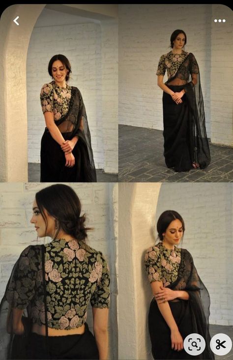 Black Saree Blouse, Maharani Designer Boutique, Saree Blouse Styles, Cotton Saree Blouse Designs, Saree Wearing Styles, Simple Saree Designs, Trendy Outfits Indian, New Saree Blouse Designs, Latest Model Blouse Designs