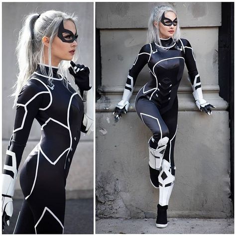 Black Cat Marvel Costume, Black Cat Halloween Costume, Cat Superhero, Spiderman Black Cat, Black Cat Cosplay, Black Cat Costumes, Black Cat Marvel, The Heist, Spiderman Ps4