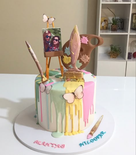 Cake Ideas For Artists, Cake Design For Artist, Artist Cake Ideas Birthday, Painter Cake Ideas Art Birthday, Artist Cake Birthday, Painting Cake Ideas Birthday, Cake For Painter Artists, Birthday Cake For Artist, Birthday Cake Artist