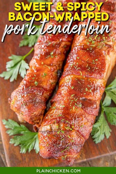 Bacon Wrapped Tenderloin, Bacon Wrapped Pork Loin, Wrapped Pork Tenderloin, Weekend Planner, Spicy Bacon, Crockpot Pork Tenderloin, Bacon Wrapped Pork Tenderloin, Bacon Wrapped Pork, Recipes Pork