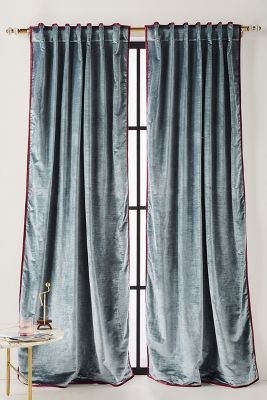 Shop the Petra Velvet Curtain at Anthropologie today. Read customer reviews, discover product details and more. Blue Velvet Curtains, Curtain Bedroom, Velvet Drapes, Drop Cloth Curtains, The Curtains, Living Room Decor Curtains, Bedroom Window, Blue Curtains, Curtains Living