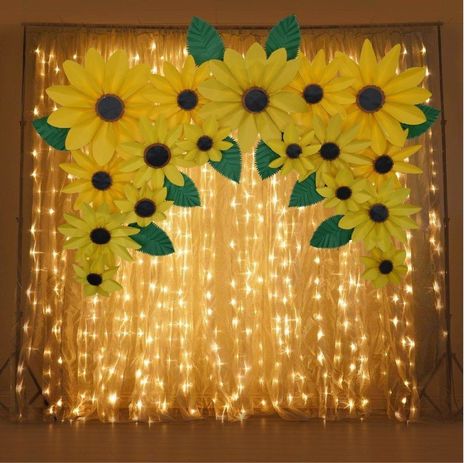 Easy Paper Crafts For Kids, Sunflower Birthday Parties, Ganpati Decoration At Home, Sunflower Party, Janmashtami Decoration, Decoration For Ganpati, Diy Diwali Decorations, Ganpati Decoration Design, Flower Decorations Diy