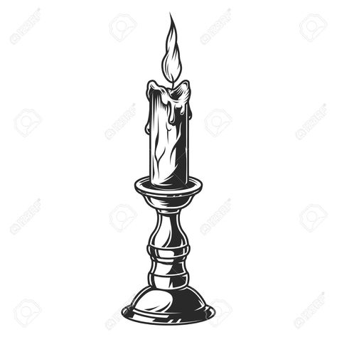 Candle Tattoo Design, Candle Illustration, Candle Tattoo, Monochrome Style, Tattoo Design Book, Girly Tattoos, Tattoo Flash Art, Black Ink Tattoos, Black Candles