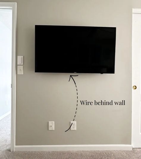 5 Very Sneaky Ways to Hide Wires From Wall Mounted TV - Home By Alley How To Hide The Cable Box Mounted Tv, Hidden Cords Mounted Tv, Cover Up Tv Cords Mounted Tv, Tv On Wall Mount, Wall Decor Tv Mounted Tv, Tv Cords Hide Wall Mounted Tv, Tv Mounted On Wall In Bedroom, Wall Hang Tv Unit, Ways To Mount Tv On Wall