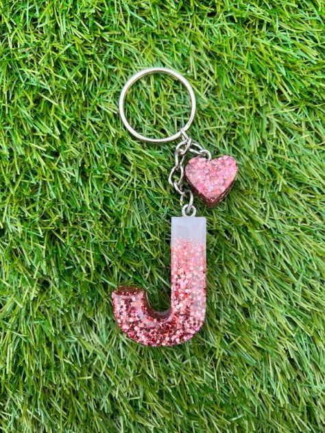 Resin Keychain, Glitter Letters, Left Over, Key Chains, A Heart, Put On, Keychains, Hand Made, Let Me