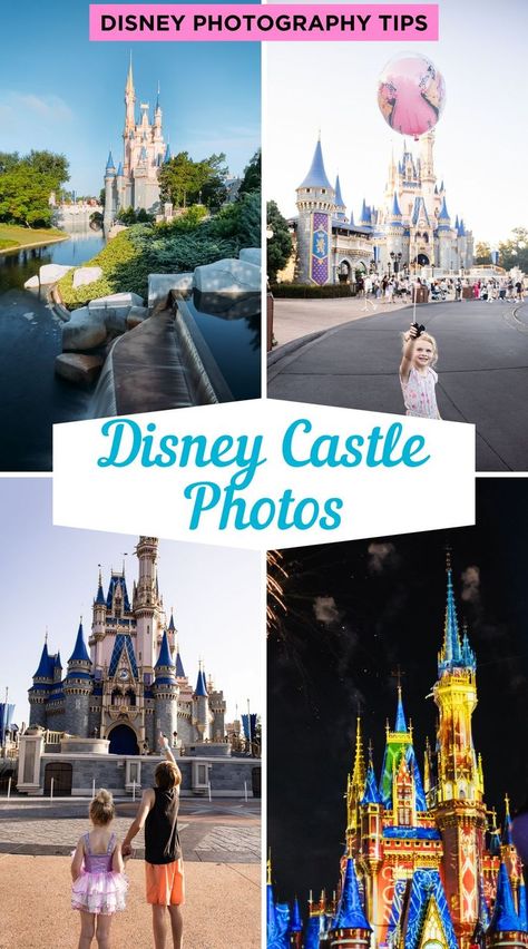 collection of Disney World pictures of the Magic Kingdom castle in various ways Disney World Family Photos, Photos At Disney World, Magic Kingdom Photo Ideas, Magic Kingdom Pictures, Disney Instagram Pictures, Disney World Aesthetic, Disney World Castle, Castle Photo, Disney World Pictures