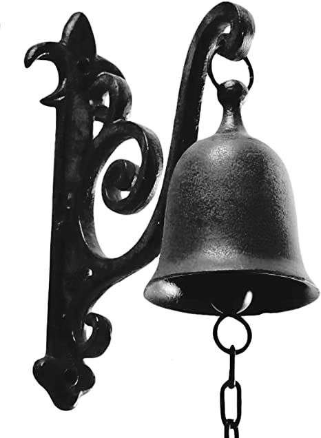 DECONOOR Vintage Cast Iron Dinner Bell as Entry Door Bell, Outside Decor or Indoor Decoration Wall Mounted Antique Decor Bell, Jet Black Migos Wallpaper, Playhouse Decor, Garden Wall Plaque, Front Gate, Outside Decorations, Dinner Bell, Door Bell, Vintage Farmhouse Decor, Front Gates