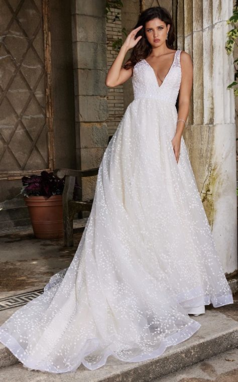 Jovani Dress JB09491 | Off-White V-Neck Embellished Bridal Gown Winter Wedding Gowns, Casual Wedding Attire, Embellished Wedding Dress, Wedding Dress Sequin, Unique Prom Dresses, Jovani Dresses, Couture Candy, Beaded Belt, Chapel Train