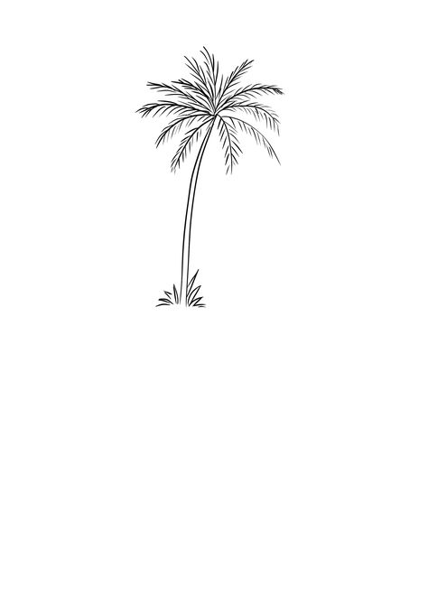 Palm Tree Tattoo Drawing, Palm Tree Design Tattoo, Palm Tree Tattoo Stencil Outline, Palm Tree Drawing Tattoo, Fineline Palm Tree Tattoo, Minimal Palm Tree Tattoo, Palm Tree Outline Tattoo, Palm Tattoo Design, Palm Tree Tattoo Stencil