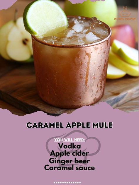 Caramel Apple Mule, Vodka Apple Cider, Apple Mule, Apple Slice, Granny Smith Apple, Fall Gathering, Fall Cocktails, Granny Smith Apples, Caramel Apple