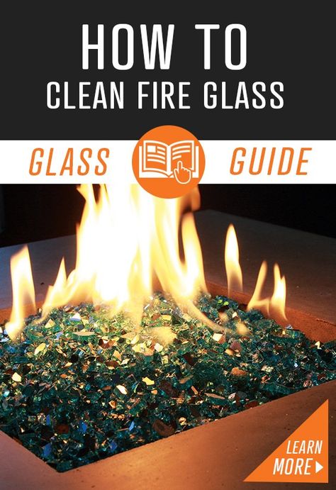 How To Clean Fire Glass: A guide to fire glass care that will have it glimmering, gleaming, and restored—like new—again. Wonderland Backyard, Backyard Fireplaces, Yard Upgrades, Fire Pit With Rocks, Glass Fire Pit, Fire Pit Furniture, Rock Fireplaces, Fire Pit Designs, Diy Fire Pit