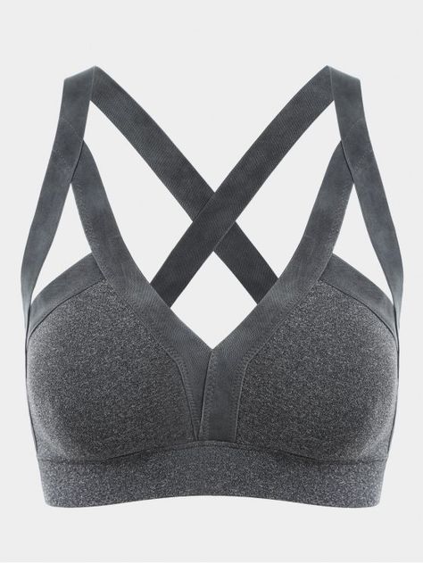 Criss-cross Padded Sports Bra - GRAY L Gym Fashion Women, Yoga Attire, Sports Bra Outfit, Bra Outfit, Best Sports Bras, Cute Bras, Workout Attire, Padded Sports Bra, Running Workout