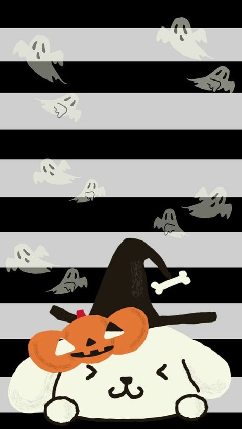 Halloween Kitty Wallpaper, Sanrio Halloween Wallpaper Iphone, Pompompurin Halloween Wallpaper, Halloween Pompompurin, Matching Halloween Wallpaper, Sanrio Halloween Wallpaper, Pompompurin Halloween, Wallpaper Backgrounds Fall, Bts Wallpaper Backgrounds