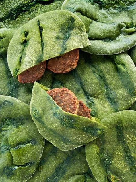 Spinach Puree, Perforated Plate, Falafel Wrap, Pita Bread Recipe, Fava Beans, Baby Foods, Bakery Ideas, Coriander Leaves, Pita Bread