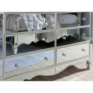 Mutsumi Home Studio Akpabio W Lingerie Chest with Mirror | Wayfair Glam Bed, Mirror Resin, Dresser And Nightstand, Mirrored Dresser, Wood Usb, Modern Beds, Eastern King Bed, Glass Dresser, Mirror Panels