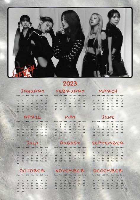 Poster Calendar Design, Blackpink Calendar 2023, Kpop Calendar 2023, 2023 Calendar Aesthetic Kpop, Gidle Poster, Minnie Miyeon Yuqi, Soyeon Minnie, Minnie Miyeon, Poster Calendar