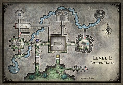 Tomb of Annihilation; Rotten Halls - 5E (Digital DM & Player Versions) $2 Tomb Of Annihilation Map, Dm Binder, Tomb Of Annihilation, Adam Lee, Fantasy Dungeon, Pathfinder Maps, Map Sketch, Dnd World Map, Battle Map