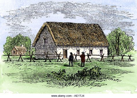 First meetinghouse in Boston Massachusetts Bay Colony 1630s - Stock Image Wind Pictures, Pilgrim Life, Massachusetts Bay Colony, Colonial History, Colonial America, The Colony, American Architecture, English Heritage, Boston Massachusetts