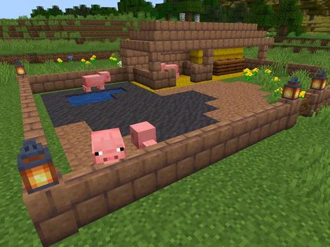 Minecraft Pig Pen, Pig Habitat, Minecraft Pig, Pig Pen, Pig House, Told You, Sleeping Bag, Pigs, A House