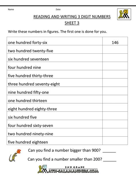 Number Names Worksheet For Grade 3, Number In Words Worksheet, Place Value Worksheets 3rd, Free Place Value Worksheets, Numerals Worksheets, Worksheets 3rd Grade, Class 1 Maths, Number Words Worksheets, Number Names