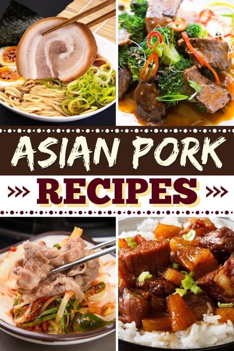 These Asian pork recipes are all restaurant-quality! From ramen to stir-fry to rice bowls, you'll love each tasty dish. Easy Korean Pork Recipes, Asian Pork Dishes, Leftover Pork Loin Recipes Stir Fry, Asian Pork Shoulder Recipes, Pork Asian Recipes, Asian Pork Belly, Authentic Asian Dishes, Asian Pork Recipes, Pork Shoulder Steak