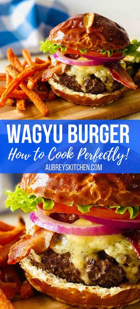 Wagyu Ground Beef Burger Recipe, Ground Wagyu Beef Recipe, Wagyu Burger Recipe, Wagyu Recipes, Wagyu Beef Recipe, Beef Burger Recipe, Wagyu Beef Burger, Beef Patties Recipes, Brisket Burger