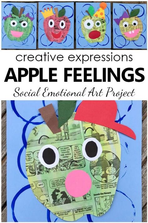 Apple Feelings Art Project-Social emotional art project with facial expressions. Apple craft for kids Apple Crafts For Kids, Feelings Activities Preschool, Feelings Preschool, Apple Crafts, Different Facial Expressions, Emotions Preschool, Feelings Activities, Social Emotional Activities, Feelings Book