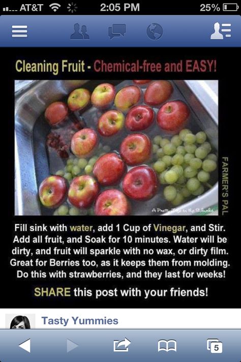 Produce Cleaning Fruit, All Fruits, Food Facts, Baking Tips, Chemical Free, Fruits And Veggies, Blueberries, Fruits And Vegetables, Food Hacks