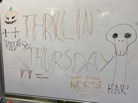 Thursday Whiteboard Message, Thursday Whiteboard Prompt, Creative Questions, Whiteboard Questions, Whiteboard Prompts, Whiteboard Ideas, Whiteboard Messages, Morning Board, Halloween Week