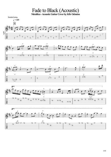 Metallica Guitar Tab, Metallica Fade To Black, Fade To Black Metallica, Metallica Song, Metallica Music, Guitar Tabs Acoustic, Black Acoustic Guitar, Guitar Tabs For Beginners, Easy Sheet Music