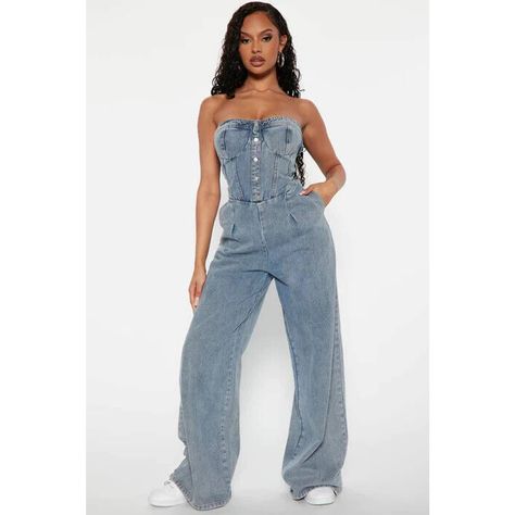 Fashion Nova Denim Jumpsuit, Jean Jumper Outfit Denim, Jean Jumpsuit Outfit, Birthday 17, Neon Outfits, Jumpsuit Outfit, Fashion Nova Pants, Curve Dresses, Jumpsuit Fashion