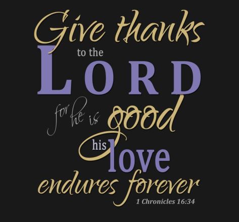 Oh Give Thanks Unto The Lord, 1 Chronicles 16 34, Love Endures, Give Thanks To The Lord, 1 Chronicles, Jesus Bible, Lion Of Judah, Bible Studies, Give Thanks