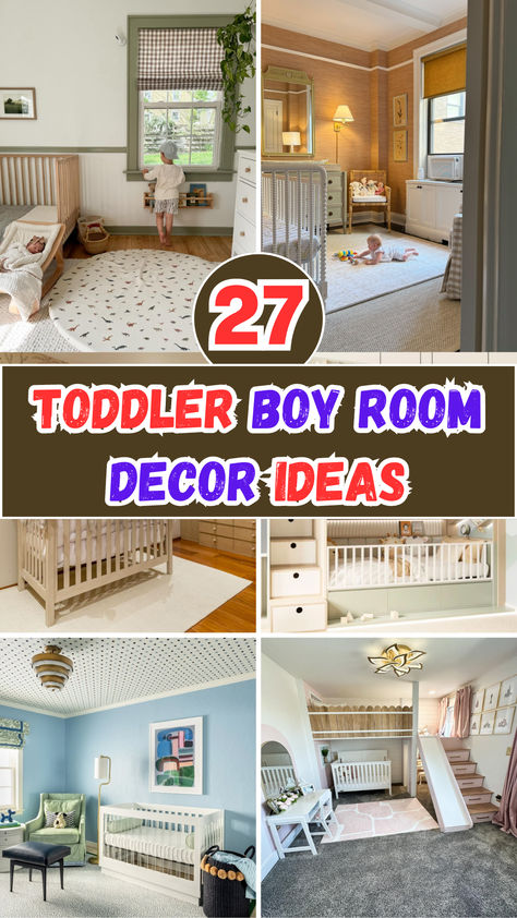 Looking for fun ways to decorate your toddler boy’s room? Check out these 27 adorable ideas that are both playful and practical. From creative wall art to cozy bedding, you’ll find everything you need to create the perfect space for your little one! Wall Art Toddler Boy Room, One Year Old Room Ideas Boys, Toddler Room Design Boy, Simple Toddler Bedroom, Boys Truck Bedroom, Toddler Boy Room Decor Ideas, Toddler Room Design Ideas, Toddler Room Ideas For Boys, Toddler Room Boy