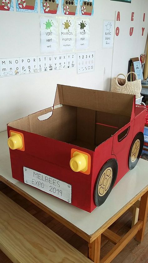 Diy Box Cars For Kids, Box Cars For Kids, Cardboard Car Diy, Auto Party, Cardboard Box Car, Carton Diy, Box Cars, Cardboard Car, Kids Sunday School Lessons