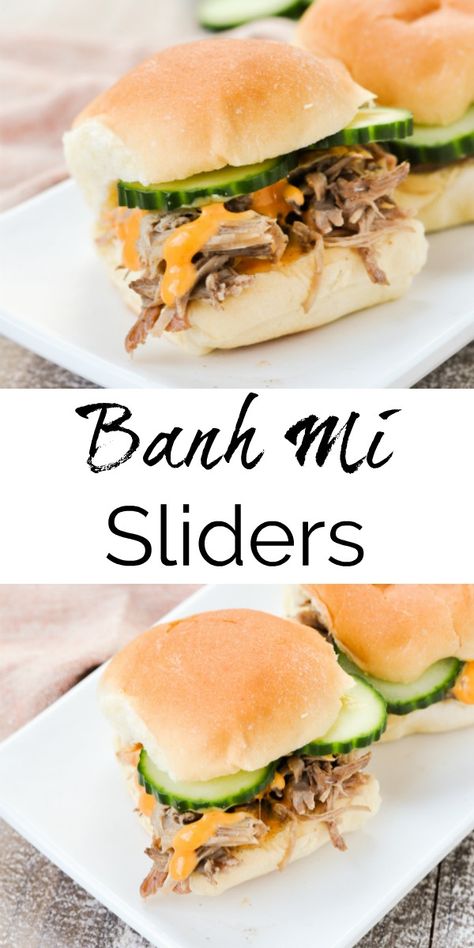 Banh Mi Appetizer, Ban Mi Sandwich Recipe Chicken, Banh Mi Sliders, Shrimp Bahn Mi Sandwich, Asian Sliders, Banh Mi Sandwich Chicken, Banh Mi Recipe, Suburban Kitchen, Banh Mi Sandwich