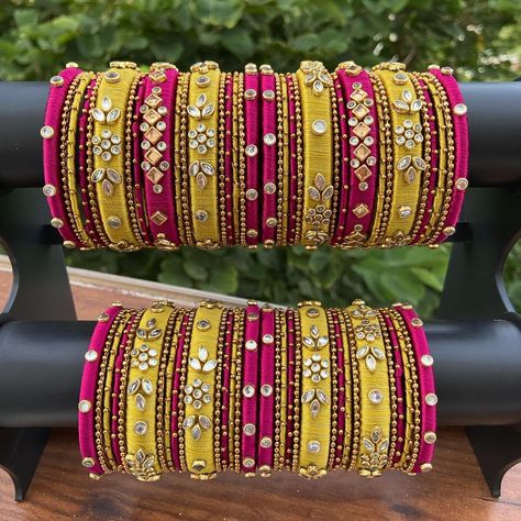 Silk Thread Earrings Designs, Silk Thread Necklace, Silk Thread Bangles Design, Silk Bangles, Girl Gift Baskets, Silk Thread Earrings, Thread Bangles Design, Bangles Diy, Colorful Bangles