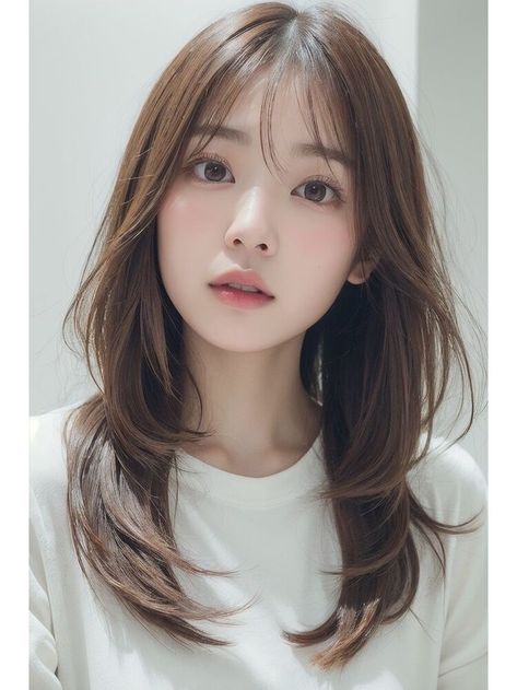 Haircut Styles Layers, Medium Asian Haircut For Women, Haircut 2024 Woman, Asian Wispy Bangs, Hairstyle For Layered Hair, Layers On Straight Hair, Hairstyles Layered Hair, Korean Hairstyles Women, Korean Long Hair