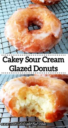 Sour Cream Cake Donut Recipe, Sour Cream Glazed Doughnut, Sour Cream Doughnut Recipe, Baked Sour Cream Donut Recipe, Sour Cream Donuts Recipe, Glazed Donuts Recipe, Recipes With Sour Cream, Cream Donut Recipe, Donut Maker Recipes