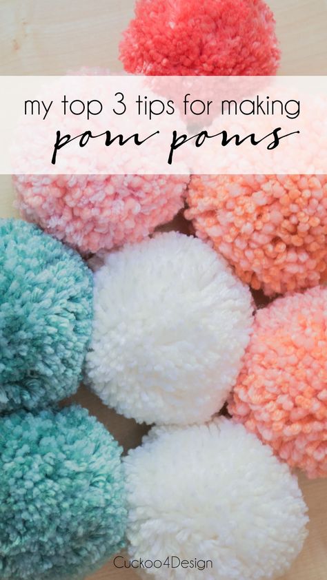 top 3 tips for making pom poms via @jakonya Easter Pom Pom Crafts, Making Pom Poms, Jumbo Easter Eggs, Pom Pom Bunnies, Easter Wood Crafts, Pom Pom Pillows, Pretty Accessories, Diy Pom Pom, How To Make A Pom Pom