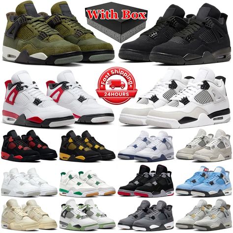 Military Style Basketball Shoes: Boxed 4s, Black Cat Red, Cement Mid Heel, For Men And Women From Sneakers2020, $22.01 | DHgate.Com Black Cat 4s, Green Basketball Shoes, Red Thunder, Basketball Shoes For Men, Popular Sneakers, Designer Trainers, Pine Green, University Blue, Womens Basketball