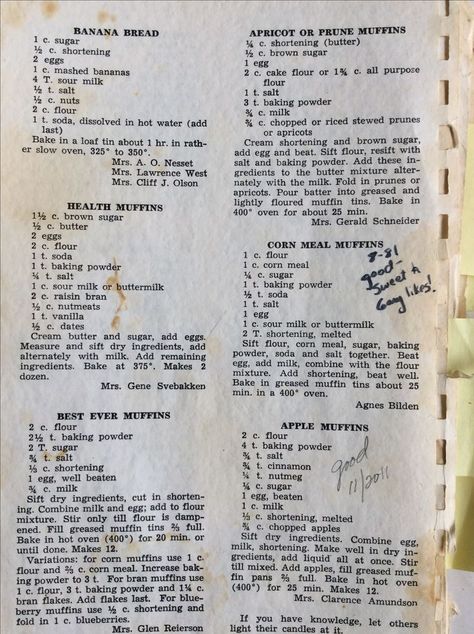 Vintage Apple Recipes, Old Kentucky Recipes, Reba Mcentire Recipes, Old Recipes Vintage, Health Muffins, Prune Muffins, Meal Muffins, Old Time Recipes, Muffins Apple