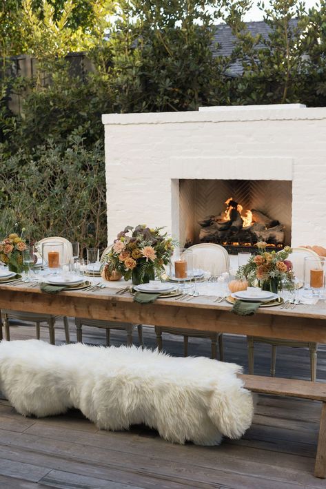 Thanksgiving is coming soon and in case you’re looking for a little inspiration for your decor, I wanted to share what I did last year with you girls! Andee Layne Backyard, Outdoor Thanksgiving, Andee Layne, Thanksgiving Tablescape, Elegant Dinner Party, Tablescape Inspiration, Fall Entertaining, Glass Tea Light Holders, Fall Tablescapes