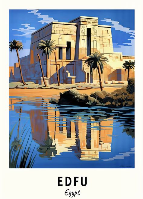 Egypt Tourism, Tourism Poster, Classic Poster, City Cartoon, Egypt Art, City Illustration, Travel Illustration, Travel Wall, Travel Wall Art