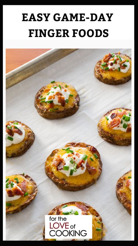 Football season is always a great time to watch our favorite teams play but it’s also a great time to eat tasty food! #recipe #footballfood #gamedayfood #gamedayrecipes #recipes #fingerfood Recipes Fingerfood, Baked Eggplant Fries, Loaded Baked Potato Bites, Shredded Beef Tacos, Potato Bites, Roasted Cherry, Baked Eggplant, Roasted Cherry Tomatoes, Bowl Recipes