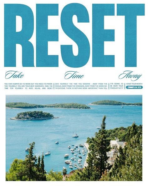 edgykatrina | brand and graphic designer | RESET!!! I got a chance to try out @withstills and made a fun vacation inspired poster with one of their (many many cool) photos (at the… | Instagram 2023 Reset, Travel Ads, Type Posters, Many Many, 3 People, Lovely Day, Best Vacations, Luxury Resort, Going To Work